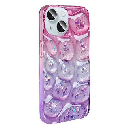 Mkorayavm Apple iPhone 14 3D Desenli Simli Kapak