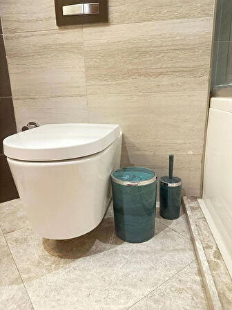 Makri Home Banyo Seti 5'li, Yuvarlak, Akrilik-Çöp Kovası, WC Fırçalık, Sıvı Sabunluk, Diş Fırçalık, El Sabunluk