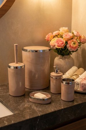 Banyo Seti 5'li,yuvarlak,akrilik-çöpkovası, Wcfırçalık,sıvı Sabunluk,diş Fırçalık,el Sabunluk