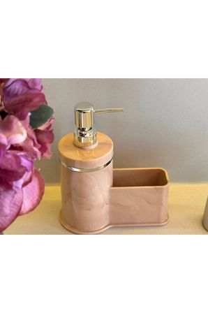 Mutfak Veya Banyo İçin Şık Gümüş Detaylı Süngerlikli Sıvı Sabunluk , Yerli Üretim