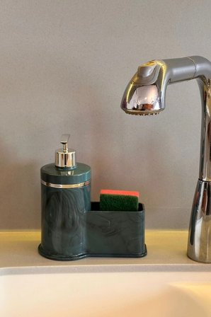 Mutfak Veya Banyo İçin Şık Gümüş Detaylı Süngerlikli Sıvı Sabunluk , Yerli Üretim