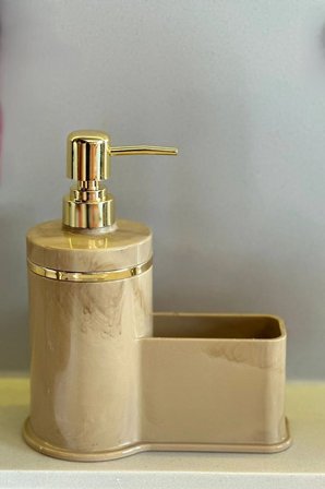 Mutfak Veya Banyo İçin Şık Altın Rengi Detaylı Süngerlikli Sıvı Sabunluk , Yerli Üretim