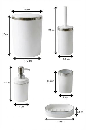 Banyo Seti 5'li,akrilik-çöpkovası,wc Fırçalık,sıvı Sabunluk,diş Fırçalık,el Sabunluk