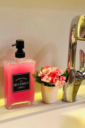 500 ml Modern Ve Şık Tasarım Cam Sıvı Sabun & Deterjanlık