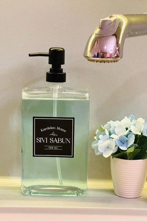 750 ml Modern Ve Şık Tasarım Cam Sıvı Sabun & Deterjanlık
