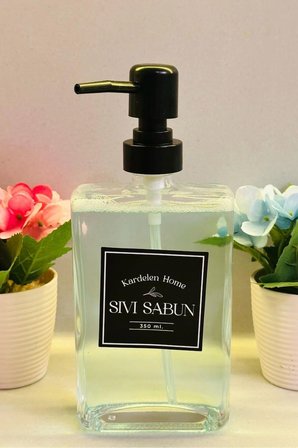 350 ml+500 ml+750 ml Üçlü Modern Ve Şık Tasarım Cam Sıvı Sabunluk Seti