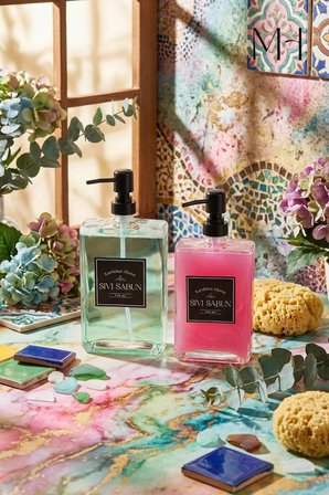 500 ml+750 ml İkili Modern ve Şık Tasarım Cam Sıvı Sabunluk