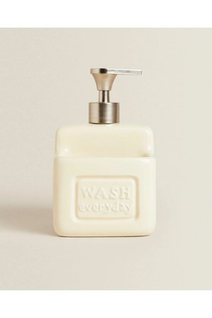 Şık ve Pratik Seramik Süngerlikli Sıvı Sabunluk/Deterjanlık, Krem, 500 ml