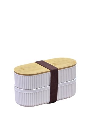 3 adet 2'li Bambu Kapaklı Saklama ve Beslenme Kutusu – 2 Katlı, 20 x 9 x 5,5 cm