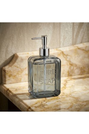 Renkli Cam Sıvı Sabunluk, 500 ml, Mavi