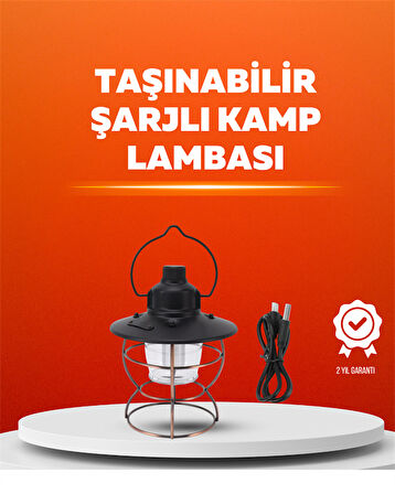 4 Fonksiyonlu Dekoratif Kamp Lambası – Tungsten Ampul USB Çıkışlı