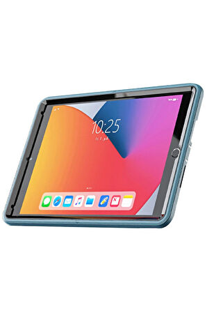iPad 10.2 (7.nesil) Kılıf Hand Strap Tablet Kılıfı - Turkuaz-(5796)
