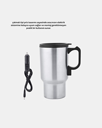 Araç İçi Su Isıtıcı Termos Kupa 12 Watt Enerji Tasarruflu