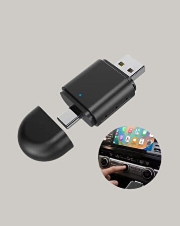 Kablosuz CarPlay Adaptörü – USB-A & Type-C Uyumlu Hızlı Bağlantı Cihazı