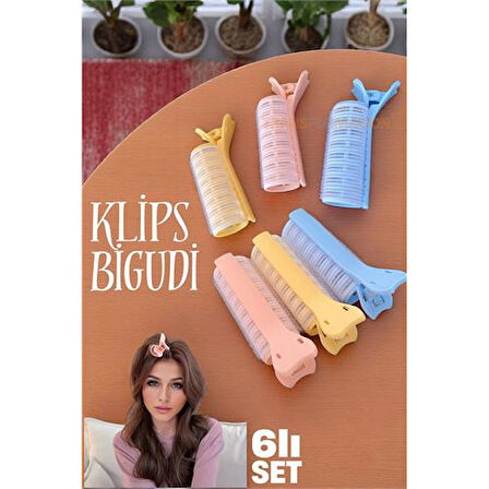 HSNET Klipsli Saç Bigudisi Isısız Doğal Bukle Gece Bigudisi 3 cm 6 lı Set