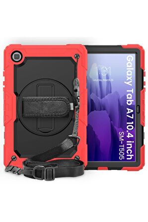 Samsung Galaxy Tab A7 10.4 Kılıf Pars Tablet Kapak - Kırmızı-(5796)
