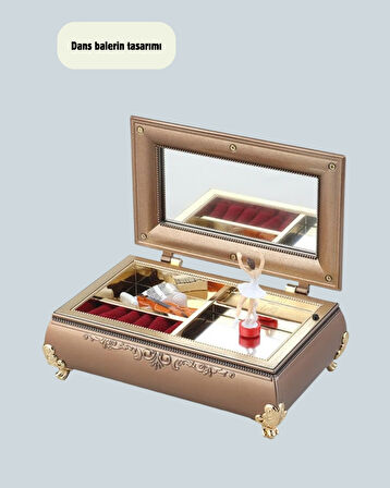 Balerinli Müzikli Takı Kutusu Piyano Tasarım Kız Çocuk Hediyelik