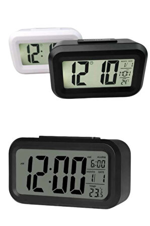 Dijital Masa Saati Termometreli Takvim Çalar Saat Led Ekran Pilli