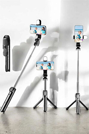 Tripod Kablosuz Bluetooth Bağlantılı Selfie Çubuğu 360 Derece Dönebilen