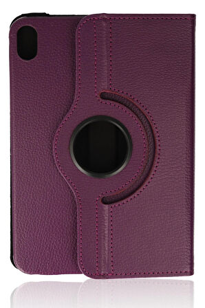 iPad Mini 6 Kılıf 360 Tablet Deri Kılıf - Mürdüm-(5796)