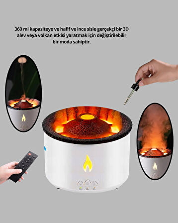 Volkan Efektli Aroma Difüzörü – Sessiz Çalışma Otomatik Kapanma ve LED Işı