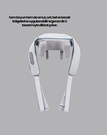 Titreşimli Boyun Masaj Cihazı Isı Terapili Şarjlı VNB-01 Ergonomik U Tasarım