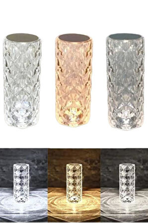 Masa ve Gece Lambası Şık ve Dayanıklı Sensörlü Şarjlı Kristal Lamba