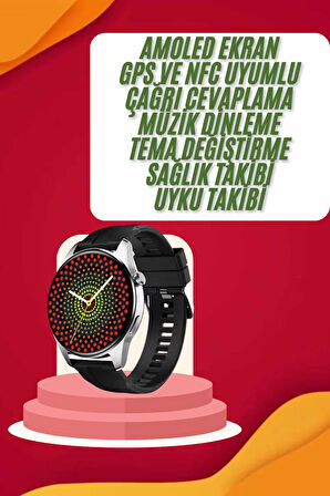 Yeni Nesil Akıllı Saat Çift Kordonlu 1.5 Inç Yuvarlak Ekran GPS ve NFC Uyumlu