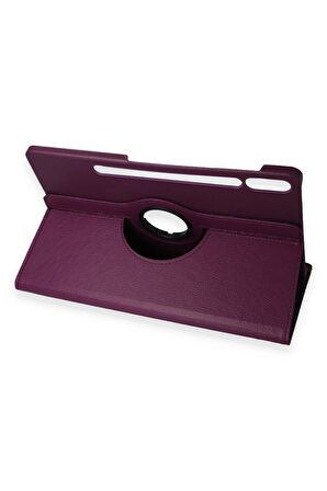 Samsung Galaxy X610 Tab S9 FE Plus 12.4 Kılıf 360 Tablet Deri Kılıf - Mürdüm-(