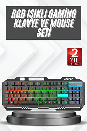 Işıklı Oyuncu Q Klavye Mouse Seti Siyah Gaming Oyuncu Klavye