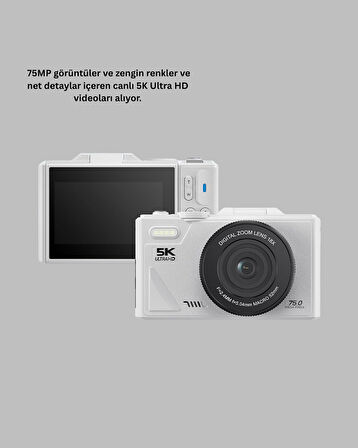 5K 75MP Dijital Kamera WiFi Aktarımlı Otofokus ve 18x Dijital Zoom