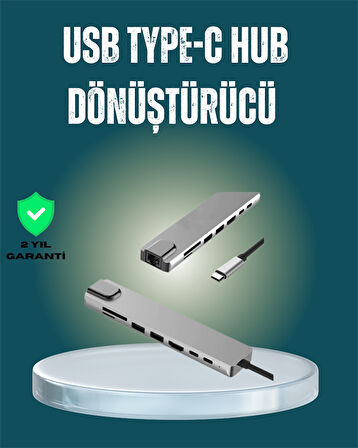 USB‑C Çoklu Bağlantı Merkezi – 5 Gbps 100‑240 V Sağlam Eloksal Tasarım