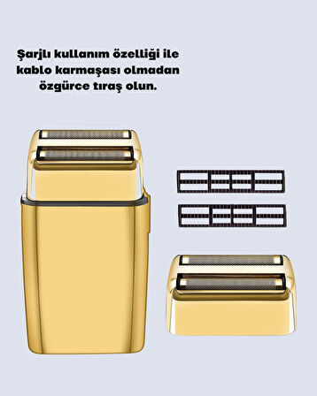 Altın Kaplama Kablolu Erkek Tıraş Makinesi Favori Aparatlı