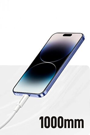 DC79 1M 3A USB to Lightning Hızlı Şarj Kablo - Beyaz-(5796)