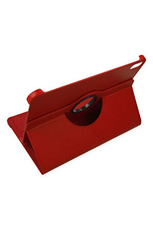 iPad 2022 10.9 (10.nesil) Kılıf 360 Tablet Deri Kılıf - Kırmızı-(5796)