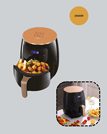 6 Litre Büyük Kapasiteli Dokunmatik Airfryer 2400W Yağsız Fritöz