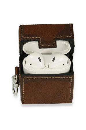 Airpods 2 (2.nesil) Deri Kılıf - Kahverengi-(5796)