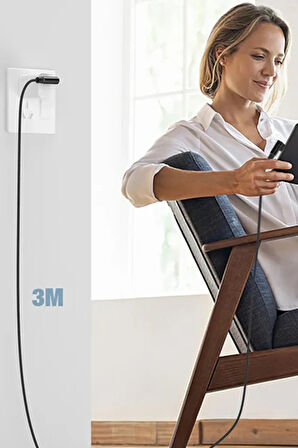 USB to Lightning 3M 2.4A Kablo - Siyah-(5796)