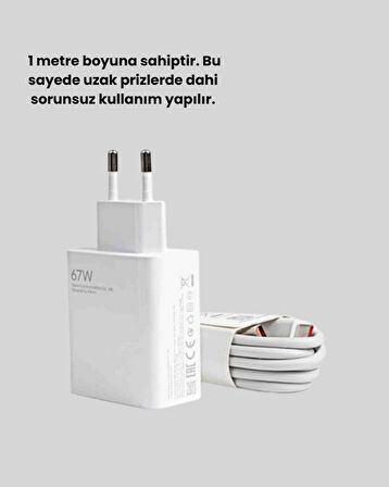 67 Watt Güçlü Çift Turbo Şarj Aleti iPhone 13 14 15 Pro Max Uyumlu