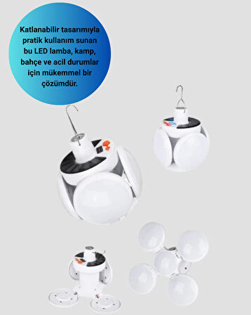 USB ve Solar Şarjlı Katlanabilir 5 Taraflı LED Lamba