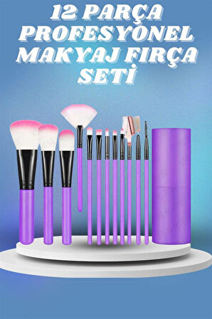 12 Parça Yumuşak Uçlu Makyaj Fırça Set-Göz ve Yüz Makyajı İçin Fırça Set
