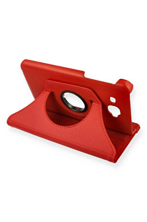 Samsung Galaxy T280 Tab A 7 Kılıf 360 Tablet Deri Kılıf - Kırmızı-(5796)