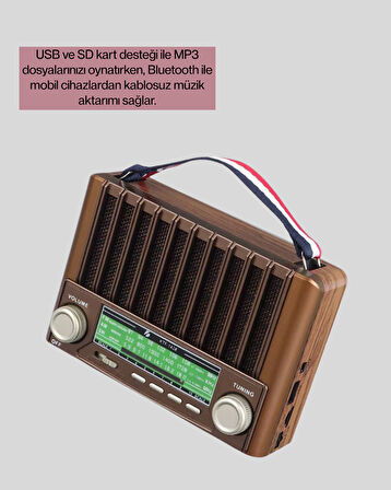 Solar Panel Şarjlı Taşınabilir Radyo Bluetooth Hoparlör Müzik Kutusu