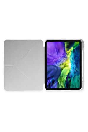 iPad Pro 11 (2024) Kılıf Kalemlikli Mars Tablet Kılıfı - Gri-(5796)