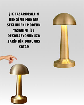 USB Şarjlı Dokunmatik LED Masa Lambası – 3 Renk Modu & Dimmer