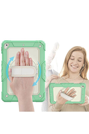 iPad 5 Air 9.7 Kılıf Strap New Tablet Kapak - Yeşil-(5796)