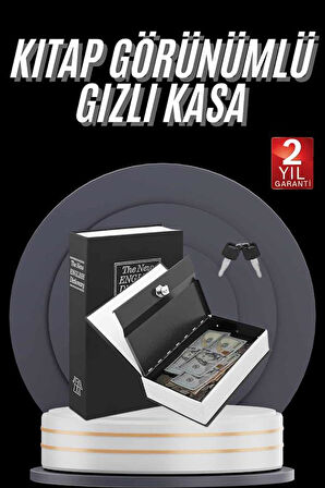 Gizli Kasa Kilitli Sözlük Görünümlü 18cm Gizli Kasa Büyük Boy Anahtarlı