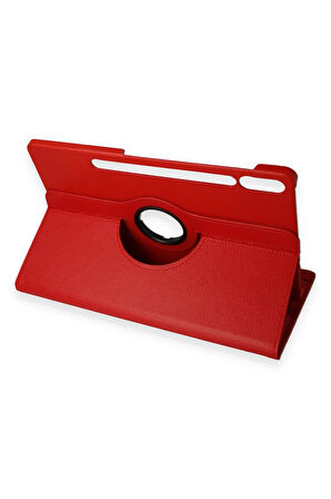 Samsung Galaxy X610 Tab S9 FE Plus 12.4 Kılıf 360 Tablet Deri Kılıf - Kırmızı