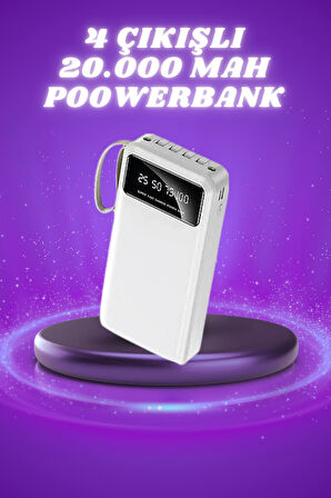 Powerbank Şarj Cihazı 4 Çıkışlı 20.000 MAH Powerbank Taşınabilir Çoklu Gir