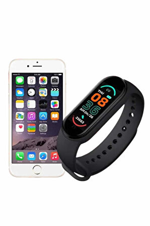 M6 Akıllı Bileklik Siyah Adımsayar Spor Takibi Android ve İOS Uyumlu